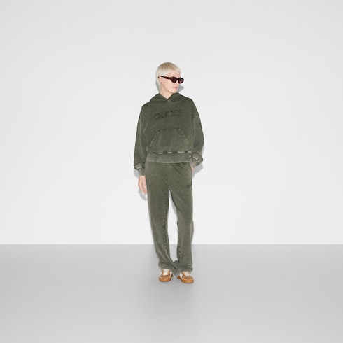 Kapuzenpullover aus Baumwolljersey mit Stickerei