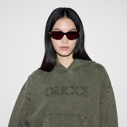 Sudadera con capucha de punto de algodón bordada