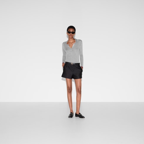 Polo de cashmere y seda con tribanda Web