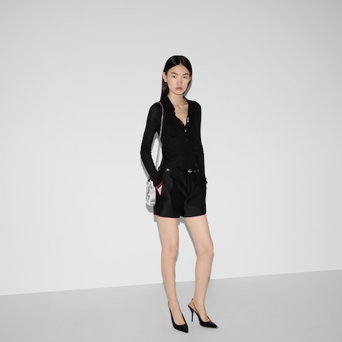 Cashmere and silk polo top with Web