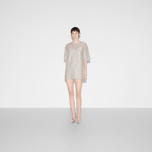 Floral lace lamé top