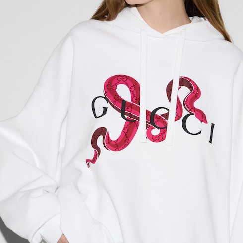 Embroidered cotton jersey hooded sweatshirt Detail 5