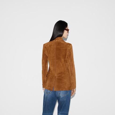 GG suede double-breasted jacket