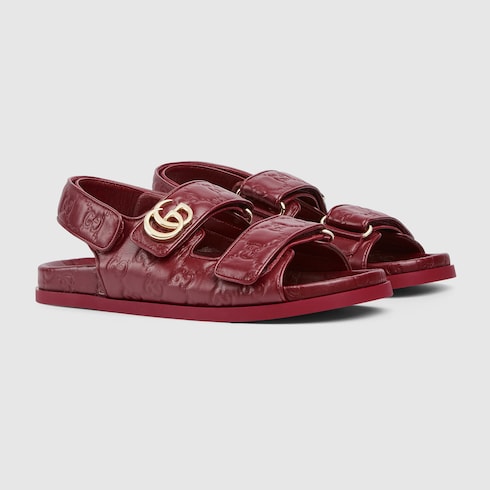 Sandalia de piel con Doble G para mujer