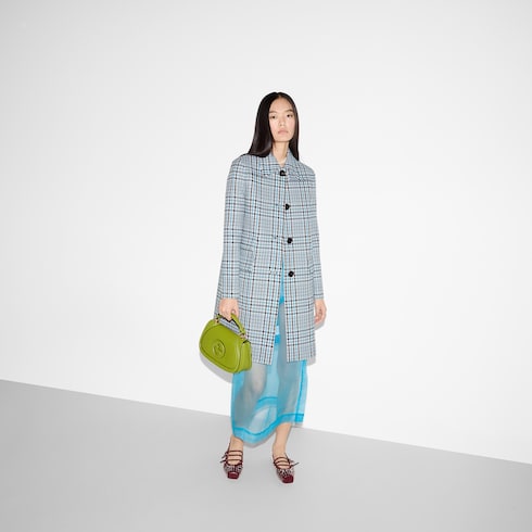 Check wool crêpe coat Detail 6