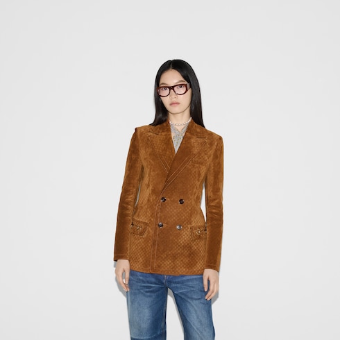 GG suede double-breasted jacket