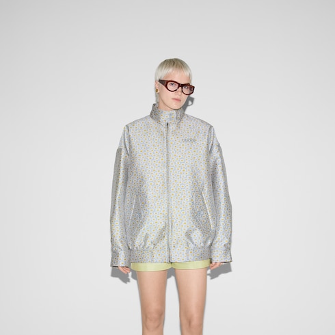 Silk blend floral jacquard jacket in Grey Ready-to-wear Silk blend floral jacquard jacket in Grey Ready-to-wear