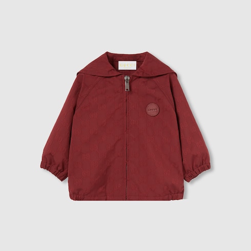 Baby GG nylon twill zip jacket in Gucci Rosso Ancora red Baby GG nylon twill zip jacket in Gucci Rosso Ancora red