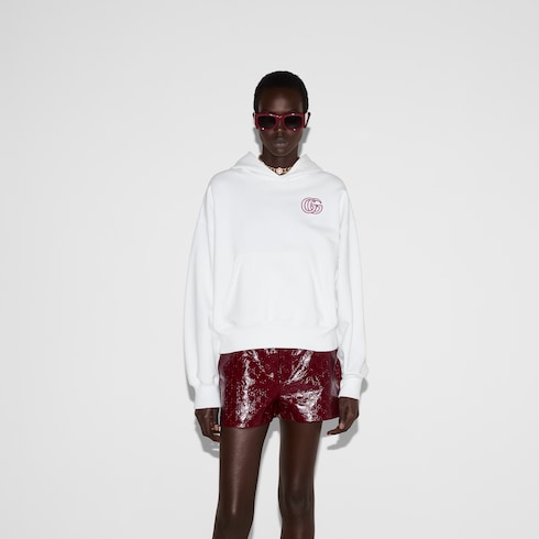 Sweat-shirt à capuche en jersey de coton avec broderie