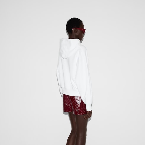 Sweat-shirt à capuche en jersey de coton avec broderie