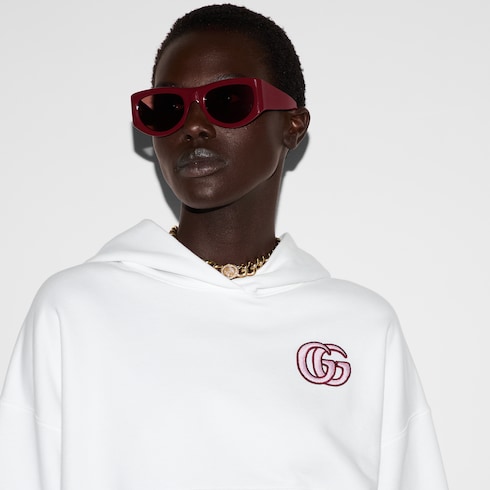 Sweat-shirt à capuche en jersey de coton avec broderie