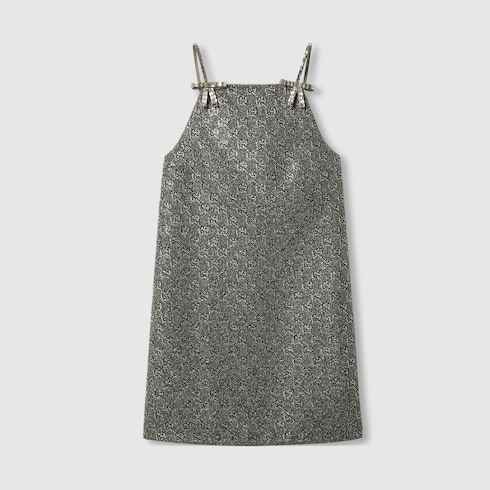 SA ®غوتشي |‎Embroidered GG wool tweed mini dress in grey