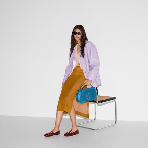 Silk georgette skirt in mustard yellow | GUCCI® US