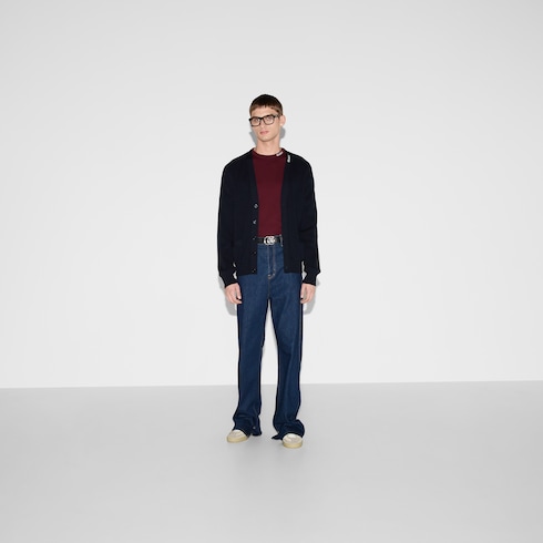 Chaqueta de algodón de seda con intarsia