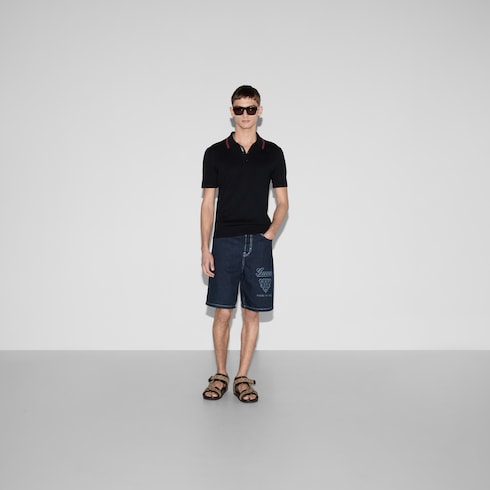 Silk cotton polo shirt with Web