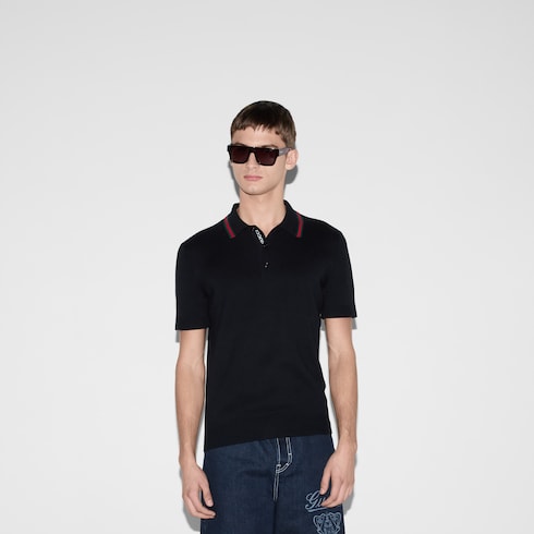 Silk cotton polo shirt with Web