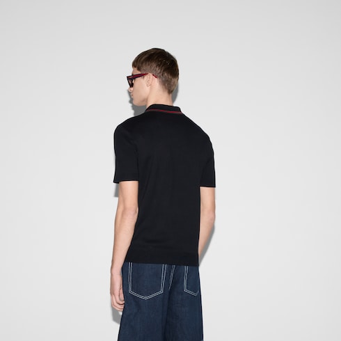 Silk cotton polo shirt with Web