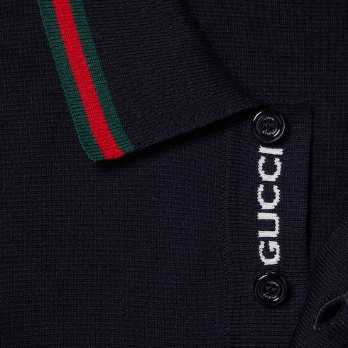 Polo en soie et coton avec bande Web