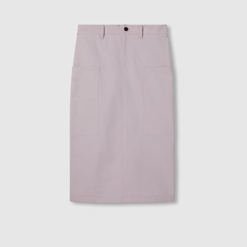 Mid-length cotton canvas delavé skirt Detail 2