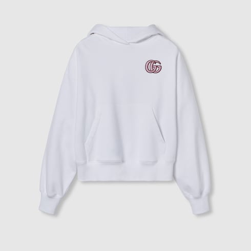Sweat-shirt à capuche en jersey de coton avec broderie