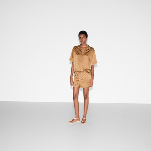 【数量は多】 GG satin shorts in Brown Ready-to-wear | GUCCI® SI 小物