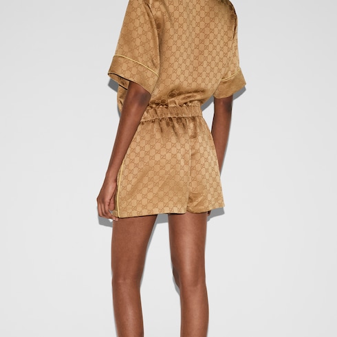 GG satin shorts in Brown Ready-to-wear | GUCCI® SI
