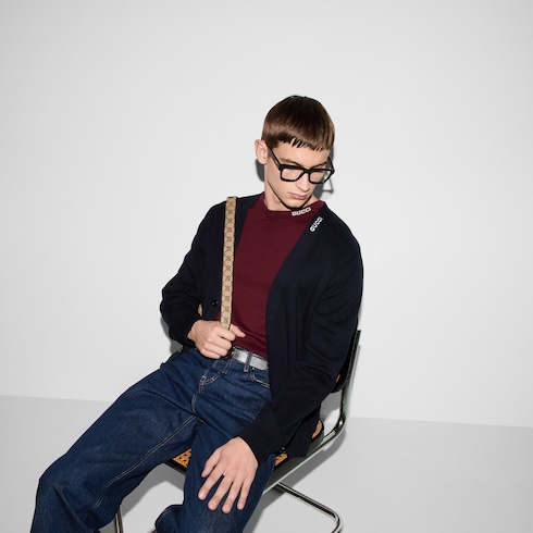 Chaqueta de algodón de seda con intarsia