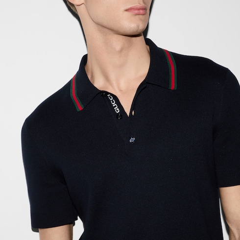 Silk cotton polo shirt with Web