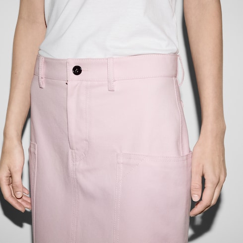 Mid-length cotton canvas delavé skirt Detail 5