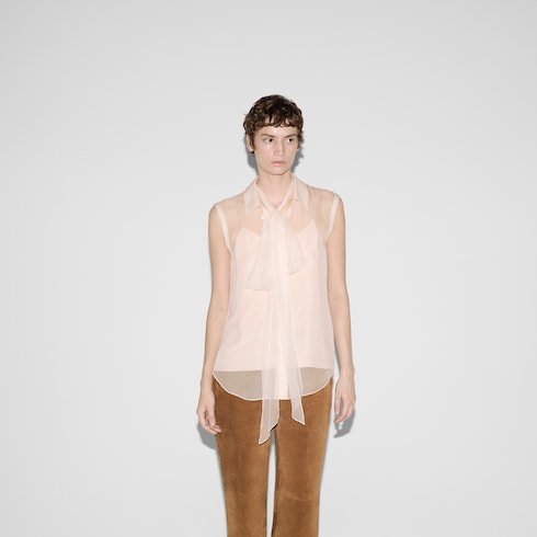 Silk chiffon sleeveless shirt