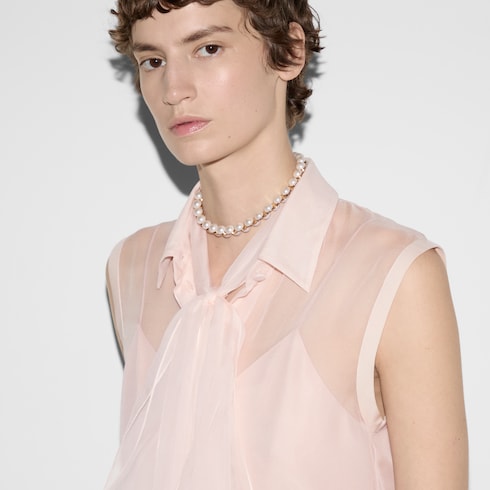 Silk chiffon sleeveless shirt