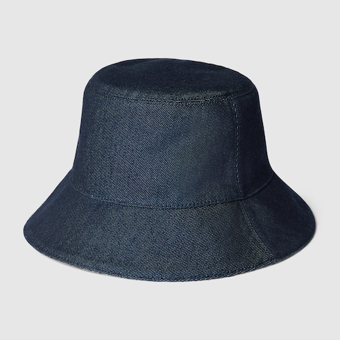 Lasered denim bucket hat in dark blue | GUCCI® US