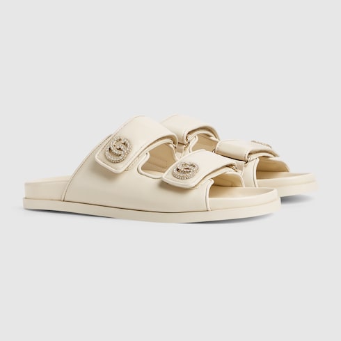 Women's sandal with crystal Double G