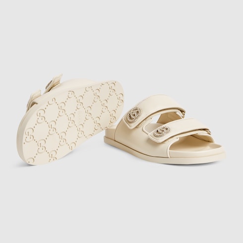Women's sandal with crystal Double G