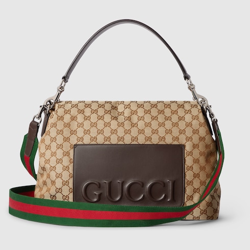 Borsa a tracolla in tessuto GG misura grande