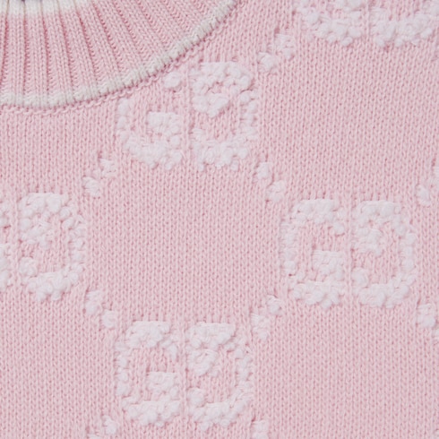 GG wool bouclé jacquard top in light pink and white | GUCCI® US