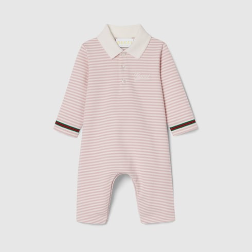 Baby embroidered cotton one-piece