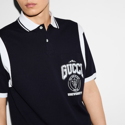 Cotton piquet polo shirt with print Detail 5