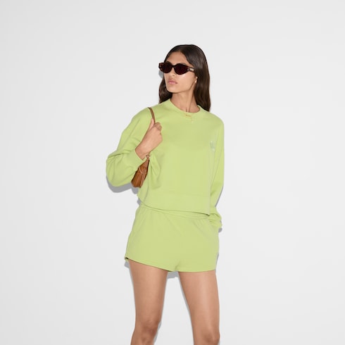 Embroidered cotton jersey shorts