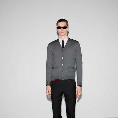 Cardigan aus Wollstrick mit Web