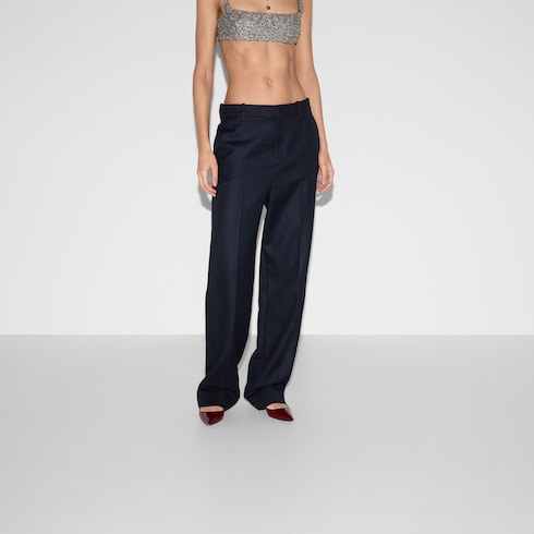 Relaxed fit embroidered wool pants Detail 3