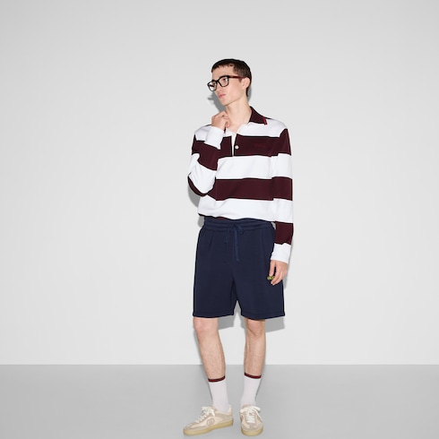 Jersey shorts with patch in blue | GUCCI® US