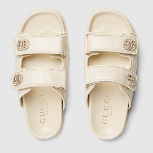 Women's sandal with crystal Double G