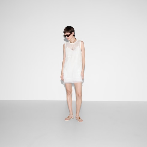 Robe courte en macramé de coton