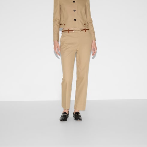 Cotton drill pants with Horsebit