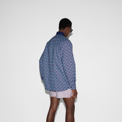 Camisa de jacquard de lana y algodón vichy GG