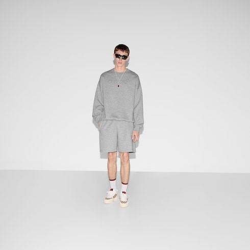 Embossed cotton jersey shorts