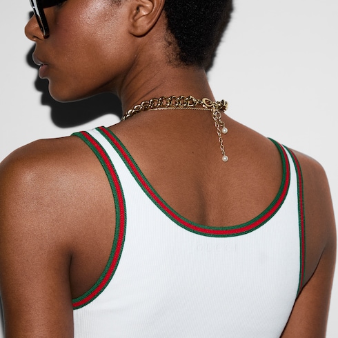 Tanktop aus gerippter Baumwolle mit Web