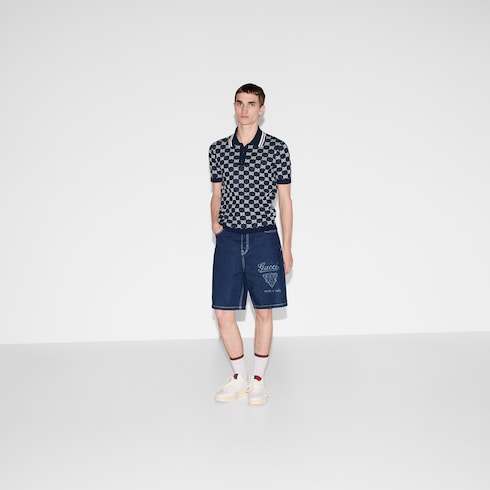 Polo en jacquard de maille de coton GG