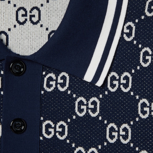 Polo en jacquard de maille de coton GG